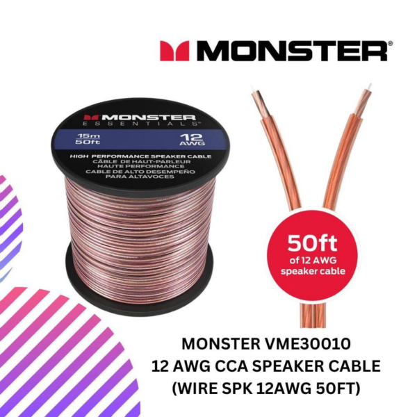 MONSTER VME30010 12 AWG CCA speaker cable (WIRE SPK 12AWG 50FT)