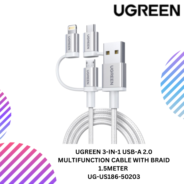UGREEN 3-IN-1 USB-A 2.0 MULTIFUNCTION CABLE WITH BRAID