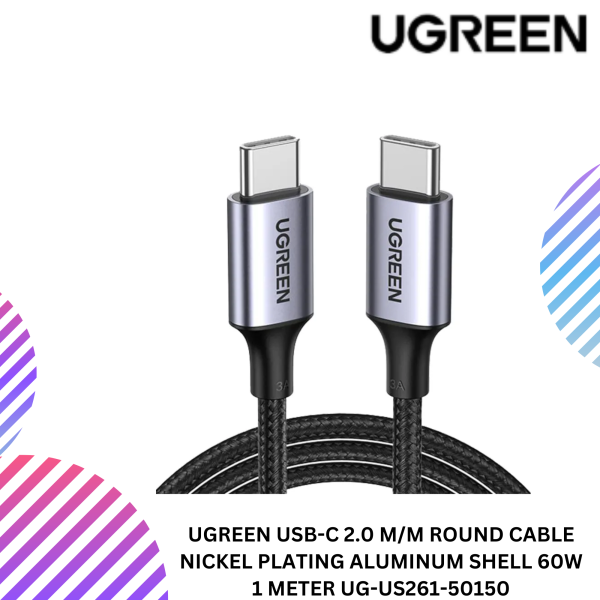 UGREEN USB-C 2.0 M/M ROUND CABLE NICKEL PLATING ALUMINUM SHELL 60W