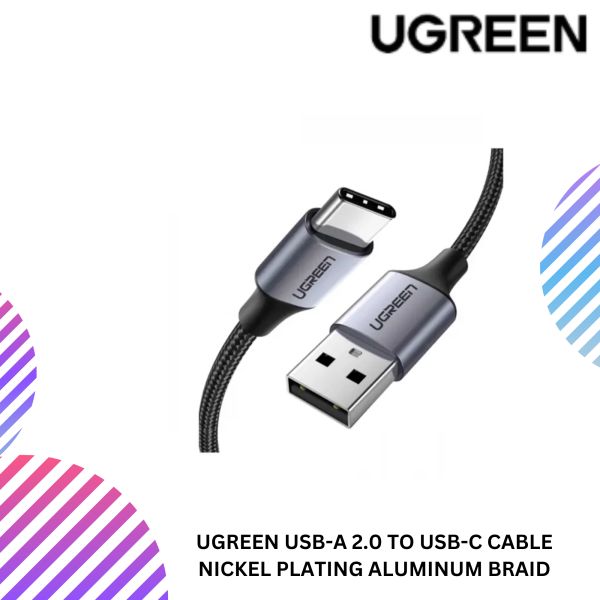 UGREEN USB-A 2.0 TO USB-C CABLE NICKEL PLATING ALUMINUM BRAID