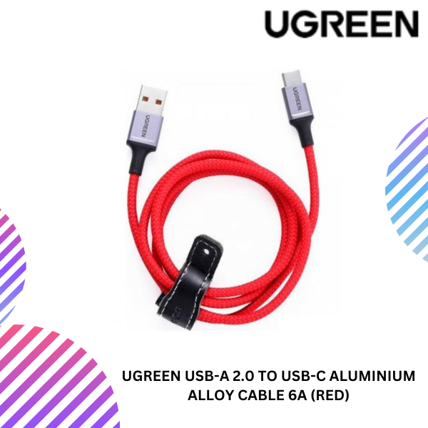 UGREEN USB-A 2.0 TO USB-C ALUMINIUM ALLOY CABLE 6A (RED)