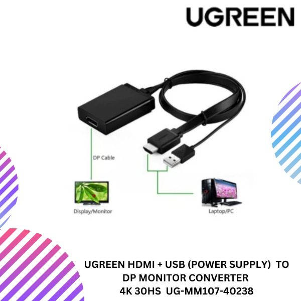 UGREEN HDMI + USB (POWER SUPPLY)  TO DP MONITOR CONVERTER