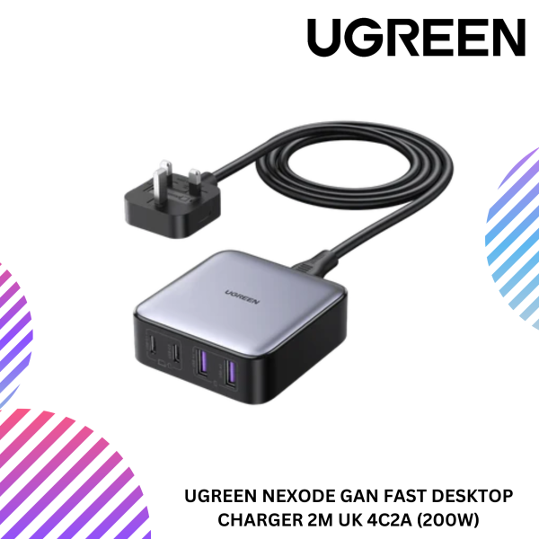 UGREEN NEXODE GAN FAST DESKTOP CHARGER 2M UK 4C2A (200W)