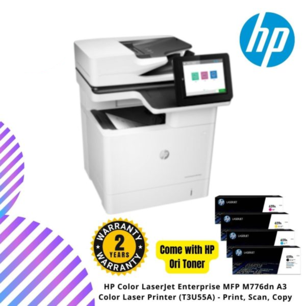 HP Color LaserJet Enterprise MFP M776dn A3 Color Laser Printer (T3U55A) - Print, Scan, Copy