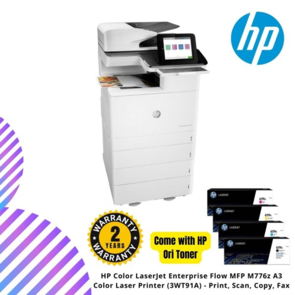 HP Color LaserJet Enterprise Flow MFP M776z A3 Color Laser Printer (3WT91A) - Print, Scan, Copy, Fax