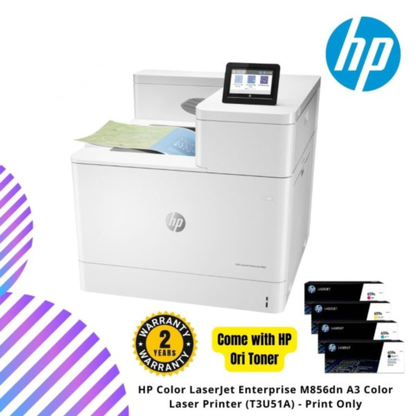 HP Color LaserJet Enterprise M856dn A3 Color Laser Printer (T3U51A) - Print Only