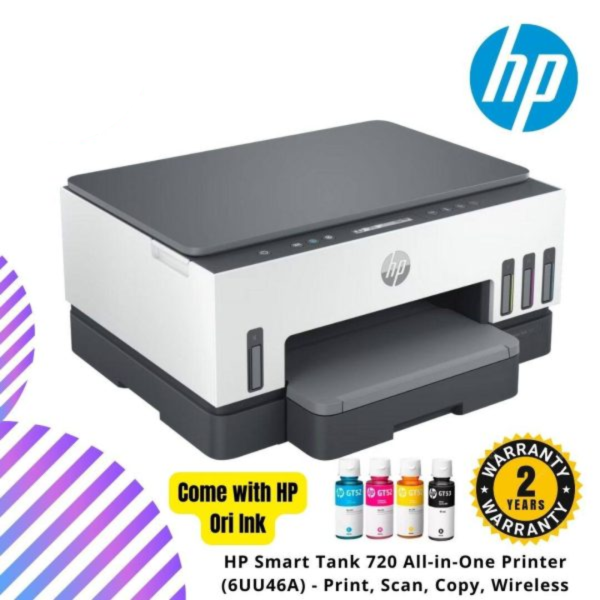 HP Smart Tank 720 All-in-One Printer (6UU46A) - Print, Scan, Copy, Wireless