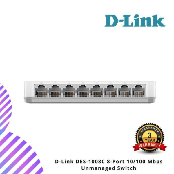 Untitled-design-2024-12-11T173253.245.png D-Link DES-1008C 8-Port 10/100 Mbps Unmanaged Switch