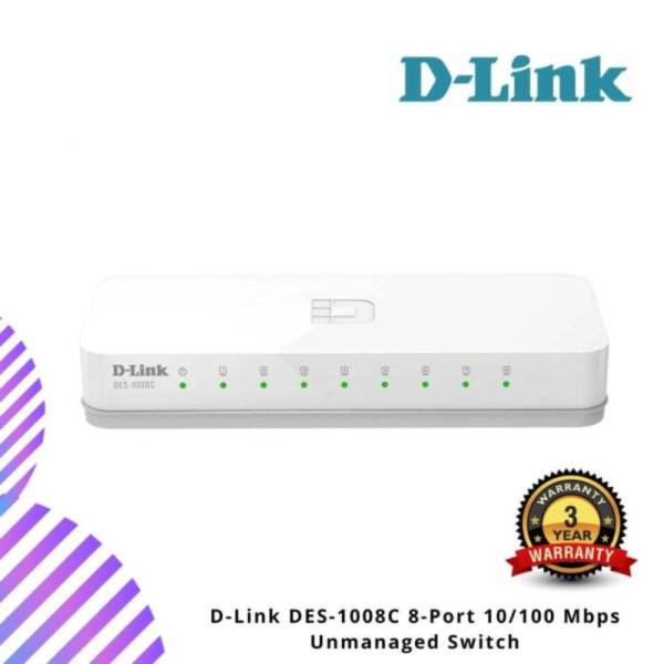 Untitled-design-2024-12-11T173304.352.png D-Link DES-1008C 8-Port 10/100 Mbps Unmanaged Switch