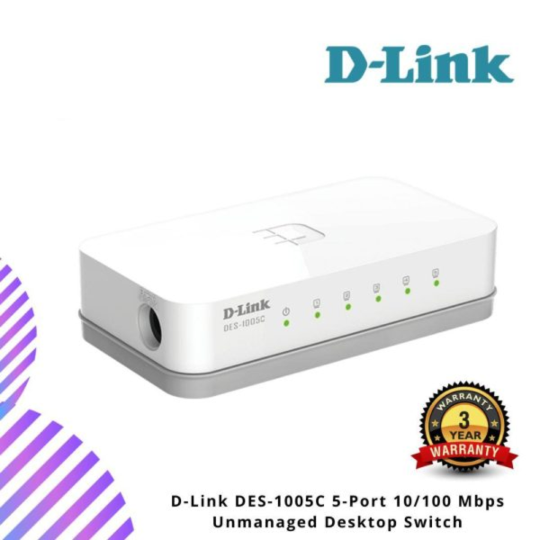 Untitled-design-2024-12-11T173502.062.png D-Link DES-1005C 5-Port 10/100 Mbps Unmanaged Desktop Switch