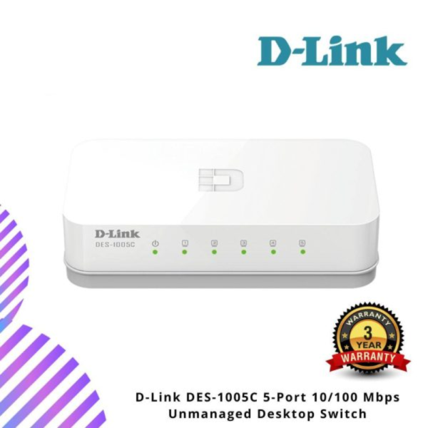 Untitled-design-2024-12-11T173507.246.png D-Link DES-1005C 5-Port 10/100 Mbps Unmanaged Desktop Switch