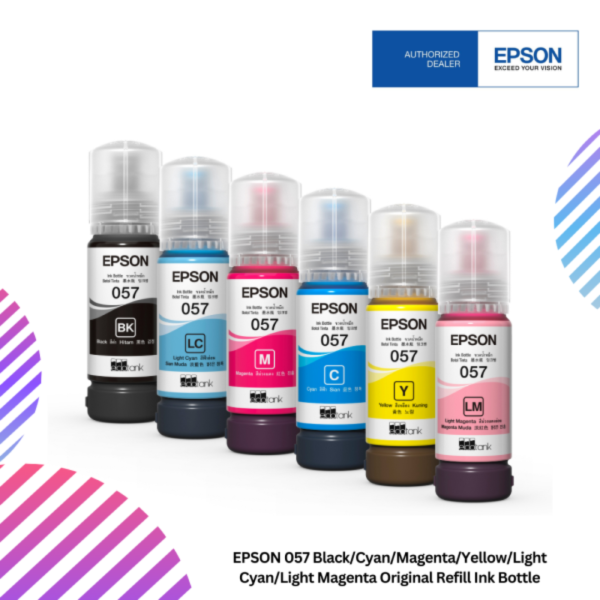 EPSON 057 Black/Cyan/Magenta/Yellow/Light Cyan/Light Magenta Original Refill Ink Bottle