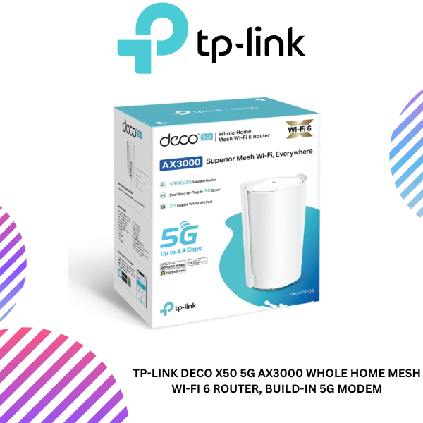 TP-Link Deco X50 5G AX3000 Whole Home Mesh Wi-Fi 6 Router, Build-In 5G Modem