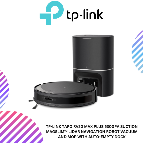 TP-Link Tapo RV20 Max Plus 5300Pa Suction MagSlim™ LiDAR Navigation Robot Vacuum and Mop with Auto-Empty Dock