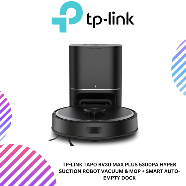 TP-Link Tapo RV30 Max Plus 5300Pa Hyper Suction Robot Vacuum & Mop + Smart Auto-Empty Dock