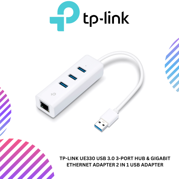 TP-Link UE330 USB 3.0 3-Port Hub & Gigabit Ethernet Adapter 2 in 1 USB Adapter