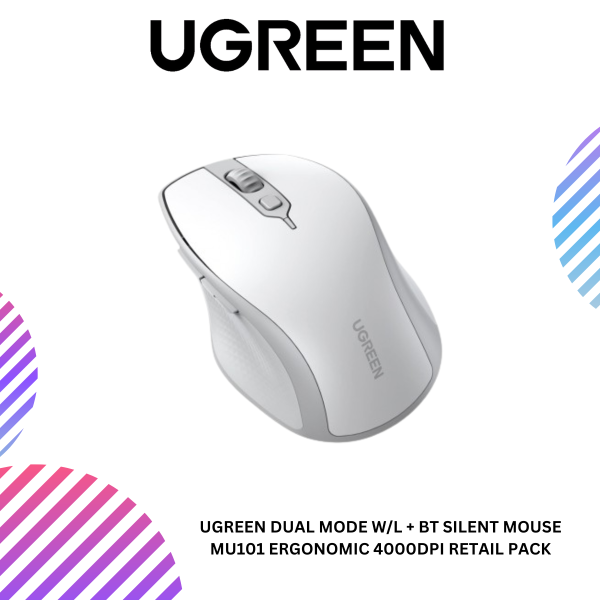 ang-copy-2025-03-20T114639.667.png UGREEN DUAL MODE W/L + BT SILENT MOUSE MU101 ERGONOMIC 4000DPI RETAIL PACK