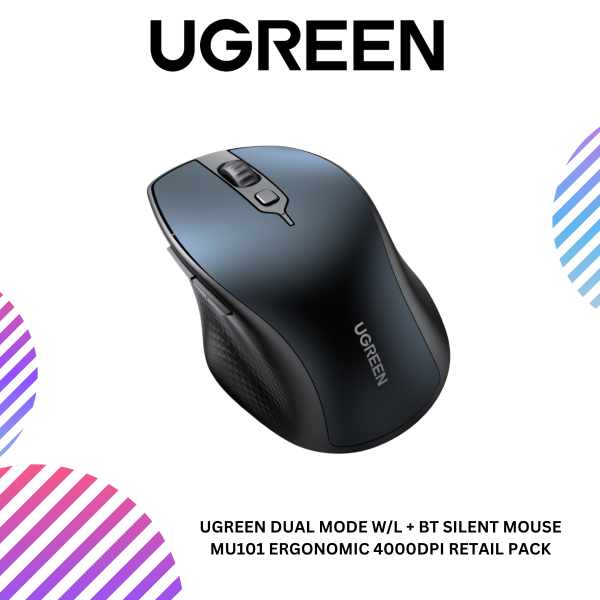 ang-copy-2025-03-20T114703.275.png UGREEN DUAL MODE W/L + BT SILENT MOUSE MU101 ERGONOMIC 4000DPI RETAIL PACK