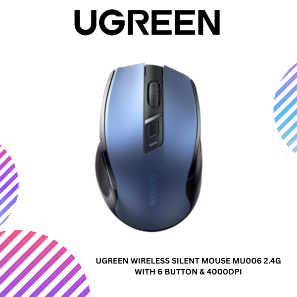 UGREEN WIRELESS SILENT MOUSE MU006 2.4G WITH 6 BUTTON & 4000DPI