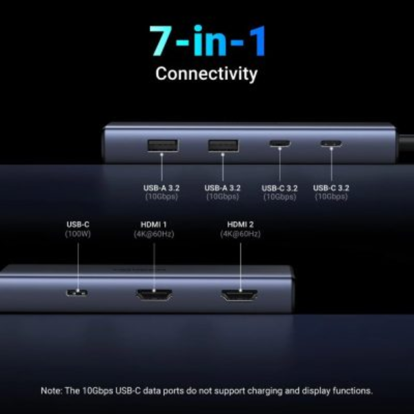ang-copy-2025-03-20T181330.363.png UGREEN USB-C 7IN1 DOCKING TO 2*USB-A 3.2+2*USB-C 3.2+2*HDMI+PD 100W ALUMINUM CASE