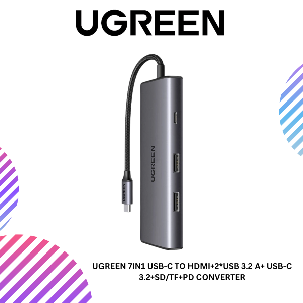 UGREEN 7IN1 USB-C To HDMI+2*USB 3.2 A+ USB-C 3.2+SD/TF+PD Converter