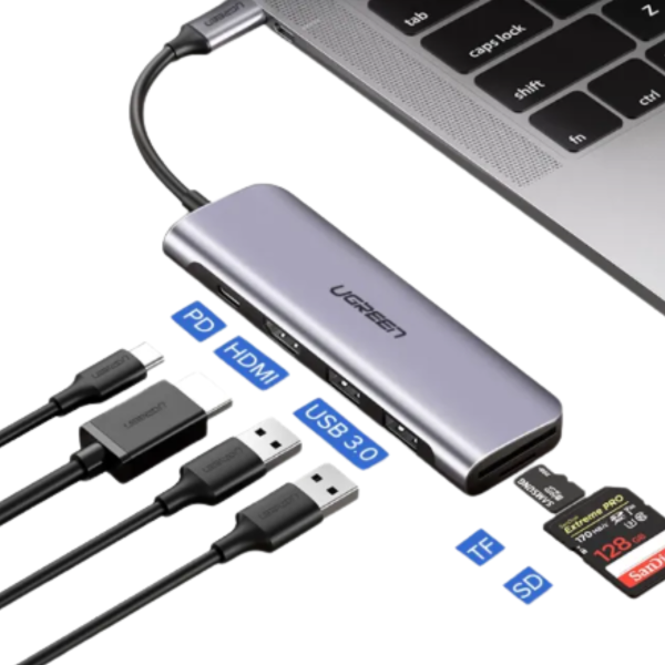 ang-copy-2025-03-21T104227.238.png UGREEN USB-C 3.1 6IN1 DOCKING 2*USB 3.0-A HUB + HDMI + TF/SD+PD (SPACE GRAY)