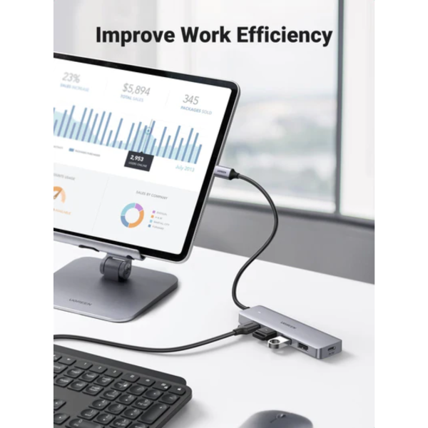 UGREEN USB-C 3.0 TO 4-PORT USB 3.0 HUB + USB-C POWER SUPPLY