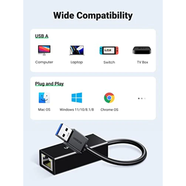 UGREEN USB 3.0 GIGABIT ETHERNET ADAPTER (BLACK)