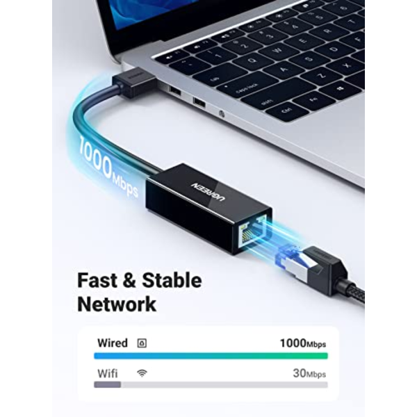 UGREEN USB 3.0 GIGABIT ETHERNET ADAPTER (BLACK)