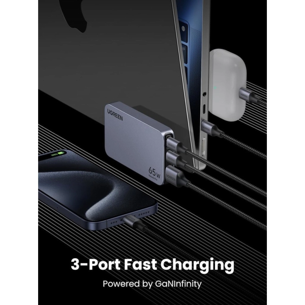 NEXODE PRO 65W 2C1A WORLDWIDE TRAVEL GAN ULTRA-SLIM FAST CHARGER