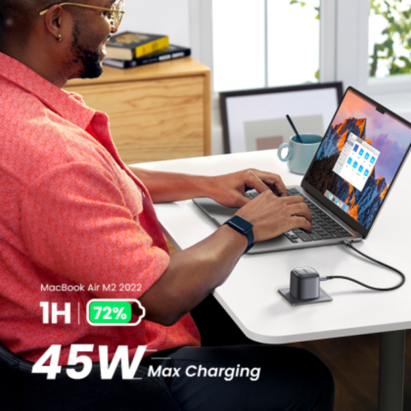 UGREEN NEXODE 45W DUAL USB-C GAN FAST CHARGER + USB-C TO USB-C CABLE 100W 1M (WHITE)