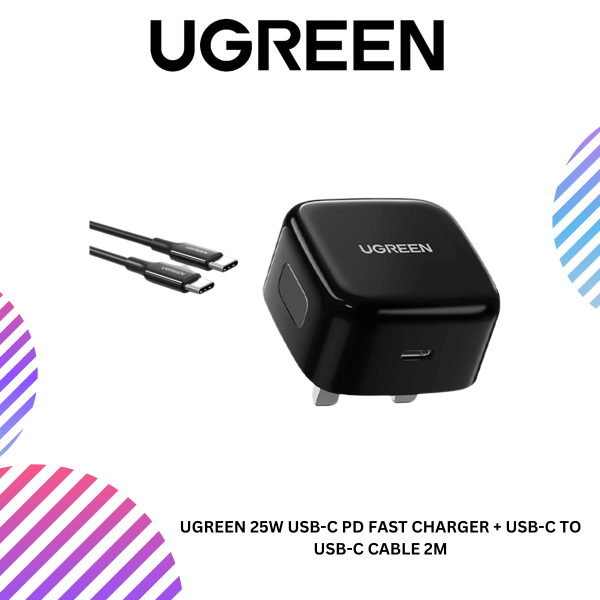 UGREEN 25W USB-C PD FAST CHARGER + USB-C TO USB-C CABLE 2M