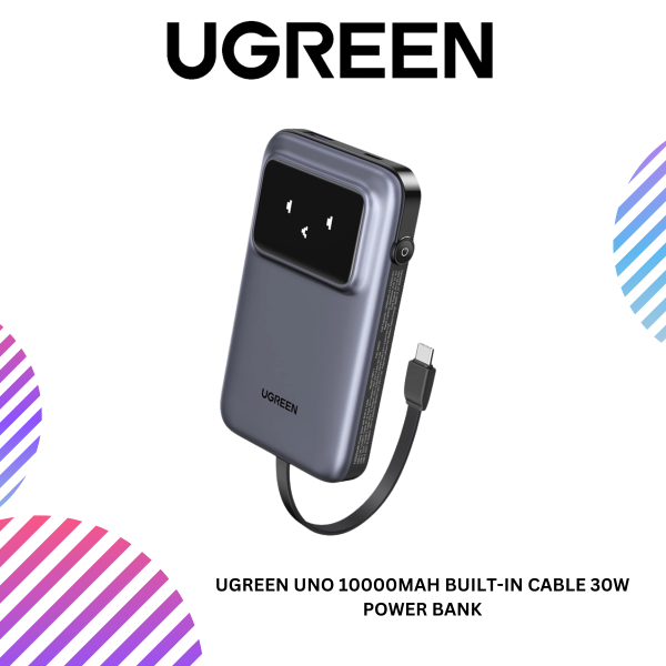 UGREEN UNO 10000MAH BUILT-IN CABLE 30W POWER BANK