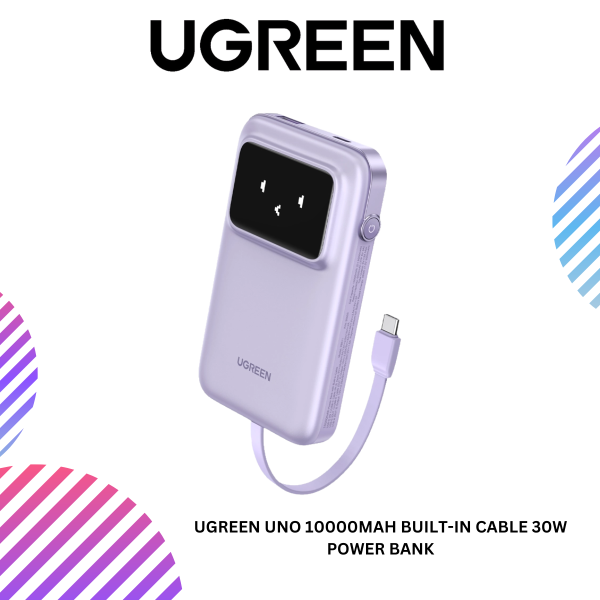 UGREEN UNO 10000MAH BUILT-IN CABLE 30W POWER BANK