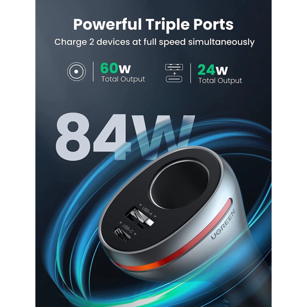 ang-copy-2025-03-24T140833.943.png UGREEN 84W MAX DUAL USB-A QC + PD WITH EXTENSION SOCKET CAR CHARGER