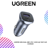 UGREEN 30W DUAL USB-C PD + USB-A QC FAST CAR CHARGER