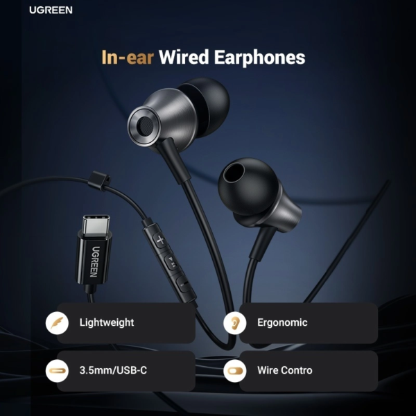 UGREEN IN-EAR EARPHONES WITH USB-C CONNECTOR 1.2M