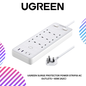 UGREEN SURGE PROTECTOR POWER STRIP(6 AC Outlets + 65W 2A2C）