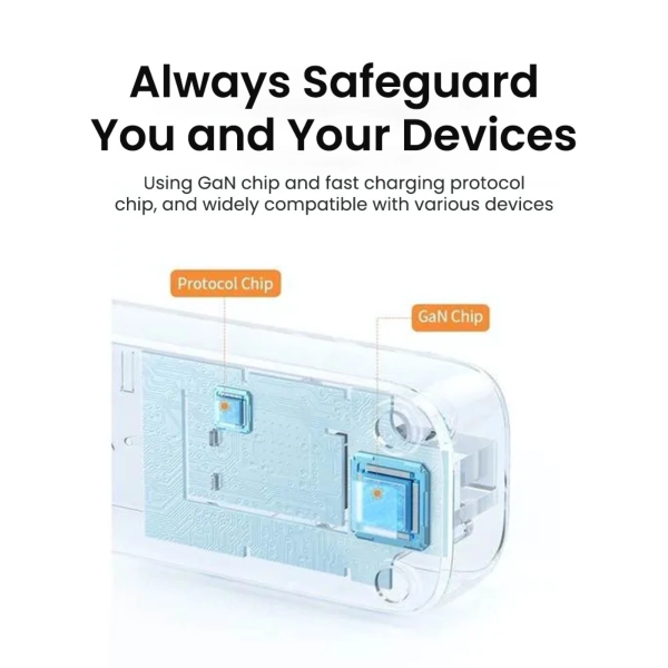 UGREEN SURGE PROTECTOR POWER STRIP 3UK OUTLET+2A1C 30W 2M CABLE RETAIL PACK (WHITE)