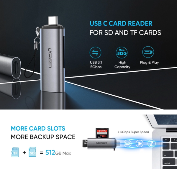 UGREEN USB-C 3.1 TF + SD CARD READER