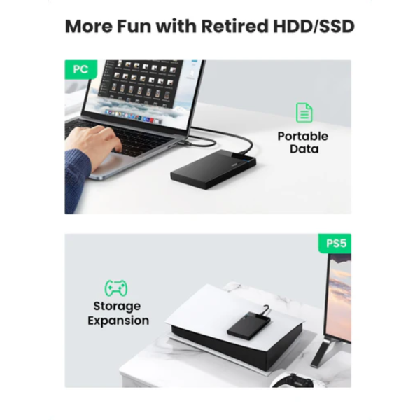 UGREEN USB-C 3.1 GEN 2 TO 2.5" SATA HARD DRIVE ENCLOSURE (10GBPS)