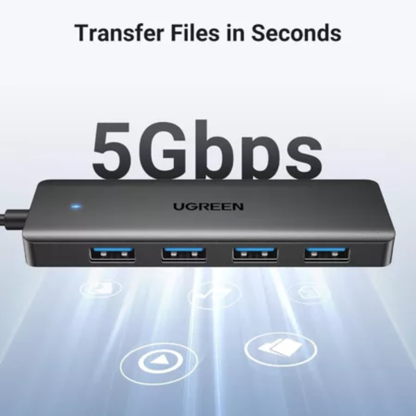 UGREEN USB-A 3.0 HUB TO 4 PORTS USB-A 3.0 ABS CASE -60cm(BLACK)