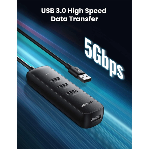 UGREEN USB-A 3.0 4 PORTS HUB WITH USB-C POWER PORT (BLACK)