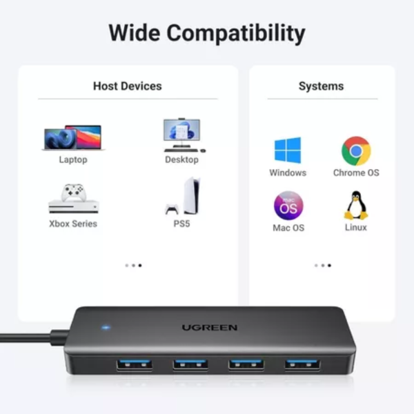 ang-copy-2025-03-26T110757.358.png UGREEN USB-A 3.0 TO 4*USB-A 3.0 HUB - 15cm(BLACK)