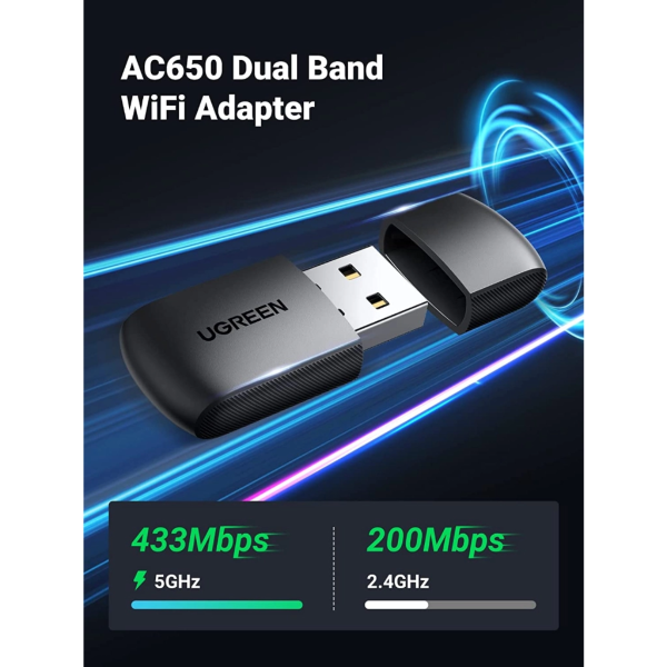 UGREEN USB-A AC650 DUAL BAND WIRELESS  ADAPTER