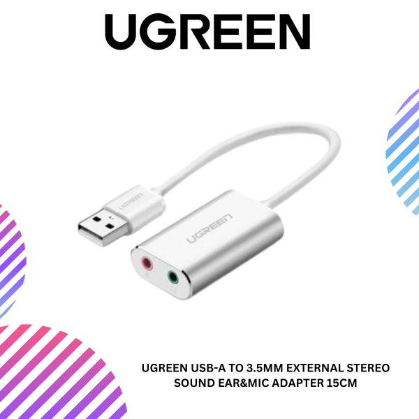 UGREEN USB-A TO 3.5MM EXTERNAL STEREO SOUND EAR&MIC ADAPTER 15CM