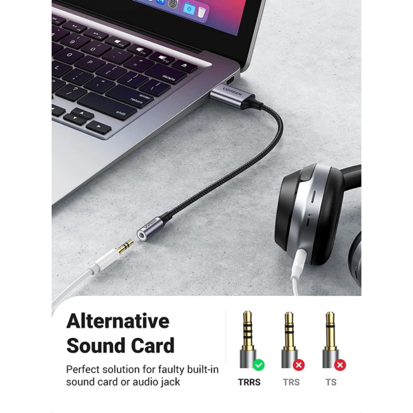 UGREEN USB-A 2.0 TO 3.5MM EXTERNAL STEREO SOUND ADAPTER 22CM CABLE