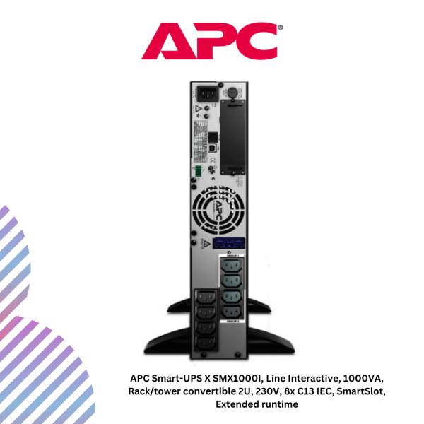 APC Smart-UPS X SMX1000I, Line Interactive, 1000VA, Rack/tower convertible 2U, 230V, 8x C13 IEC, SmartSlot, Extended runtime
