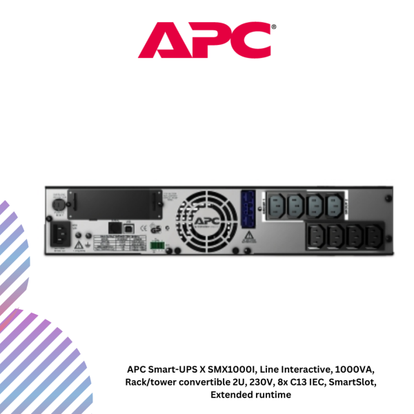 APC Smart-UPS X SMX1000I, Line Interactive, 1000VA, Rack/tower convertible 2U, 230V, 8x C13 IEC, SmartSlot, Extended runtime