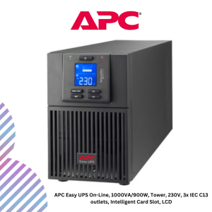APC SRV1KI-E Easy UPS On-Line, 1000VA/900W, Tower, 230V, 3x IEC C13 outlets, Intelligent Card Slot, LCD